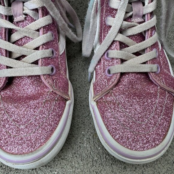 VANS Purple Glitter High-Top Sneakers Girls 13 Sk8-Hi Boots Toddler Girl VGUC - Picture 5 of 13